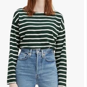 NWT Women's Levi's Cotton Striped French Sailor Long Sleeved Shirt Size XS